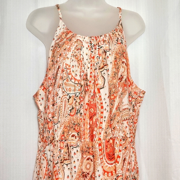 Old Navy Orange Paisley Lightweight Maxi Dress Size XL Summer Spring - Picture 2 of 9